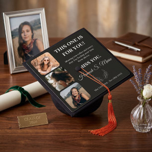 'In Honour Of' 3-Photo Tribute Memorial Graduation Cap Topper