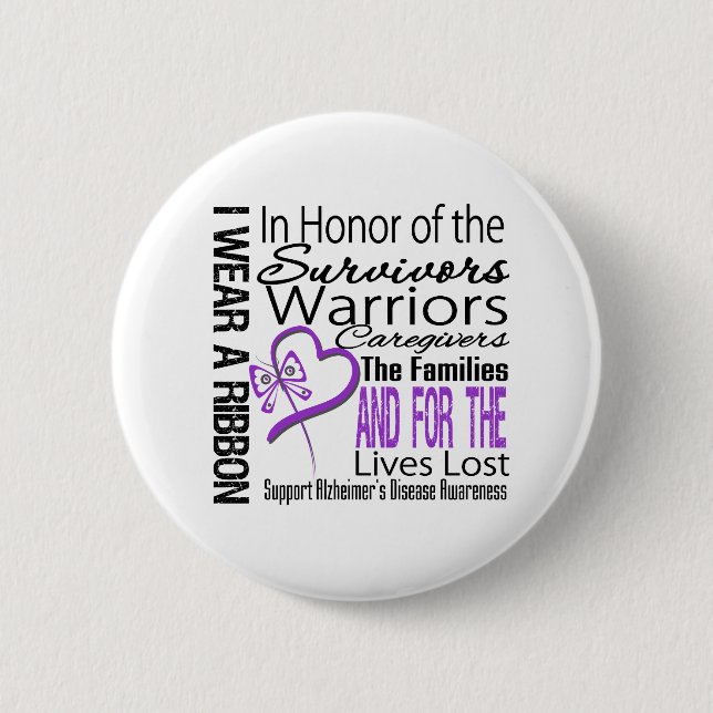 In Honour Tribute Collage Alzheimer's Disease 2 Inch Round Button (Front)