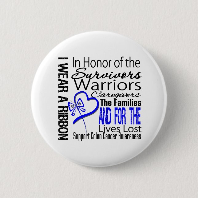 In Honour Tribute Collage Tribute Colon Cancer 2 Inch Round Button (Front)