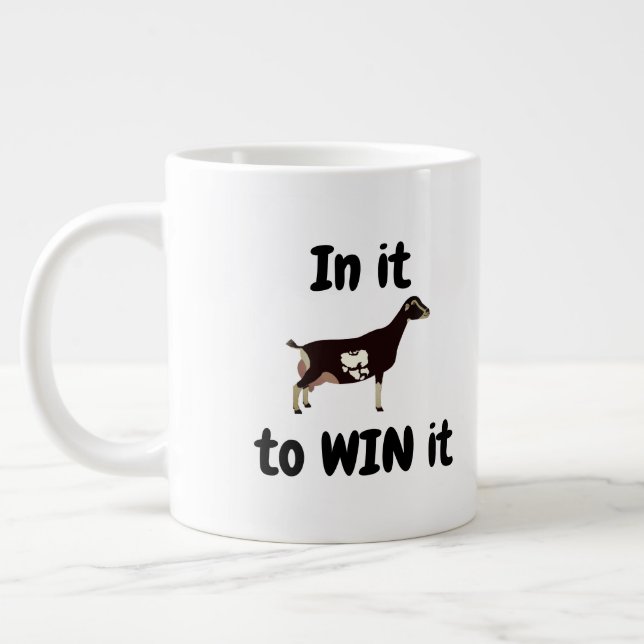 In it to WIN it - LaMancha Dairy Goat Large Coffee Mug (Left)