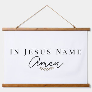 In Jesus Name Amen Christian Bible Quote  Hanging Tapestry