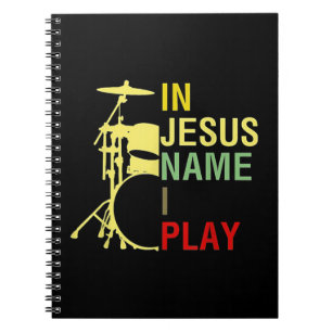 In Jesus Name I Play Vintage Drum T-ShirtVintage R Notebook