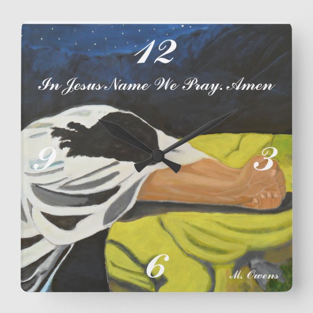 In Jesus Name We Pray Square Clock (Front)