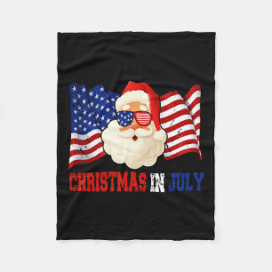 In July Hawaiian Santa American Pride 4th July  Fleece Blanket
