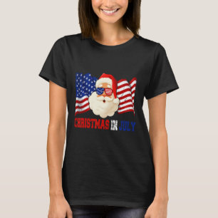 In July Hawaiian Santa American Pride 4th July  T-Shirt