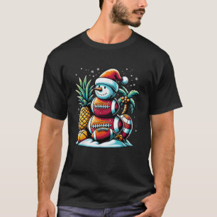 in July Summer Football Snowman Funny Christmas T-Shirt