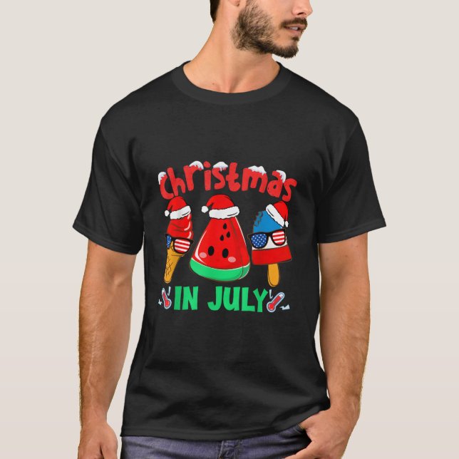 In July Watermelon Ice Pops Santa T-Shirt (Front)
