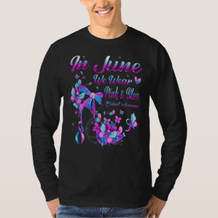In June We Wear Blue & Pink Butterfly Clubfoot Awa T-Shirt