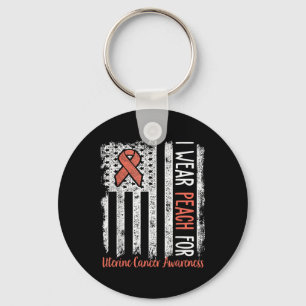 In June We Wear Peach For Uterine Cancer Awareness Keychain