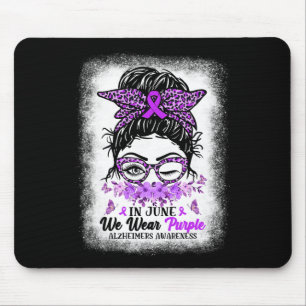 In June We Wear Purple Heimerheimer Awareness Mess Mouse Pad