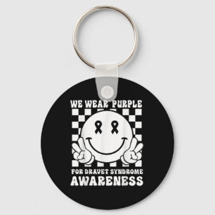 In June We Wear Purple Smile Face Dravet Syndrome Keychain