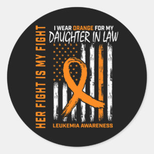 In Law Leukaemia Cancer Awareness American Flag  Classic Round Sticker