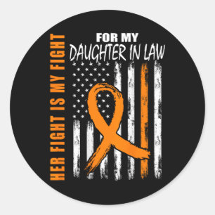In Law Multiple Sclerosis Awareness Ms Flag On Bac Classic Round Sticker