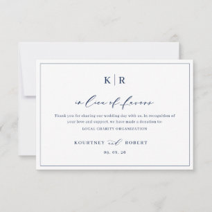 In Lieu of Favors Card Thank You Charity Note