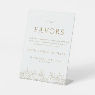 In Lieu Of Favors Elegant Gold Cherry Blossom Pedestal Sign