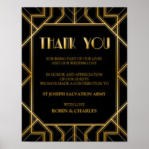 In Lieu of Favour Wedding Sign   Gatsby Art Deco