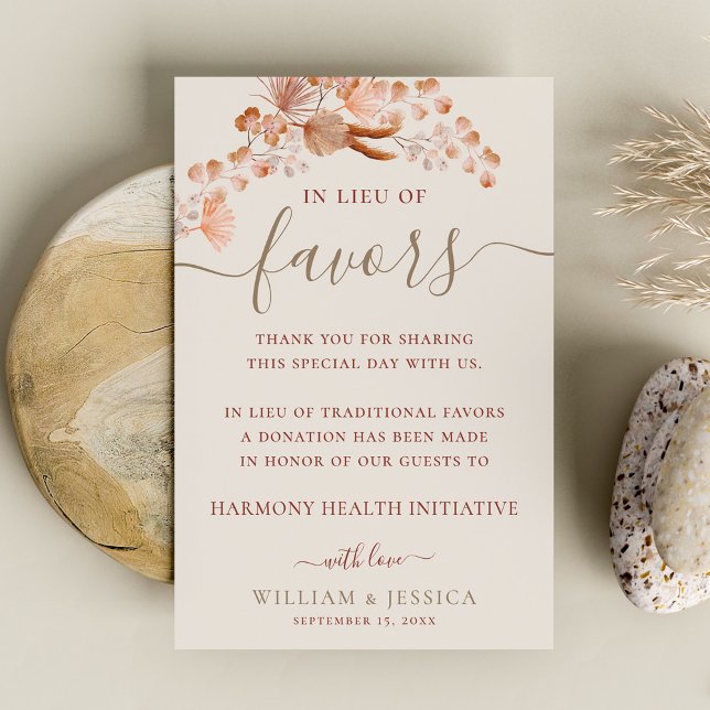 In Lieu of Favours Bohemian Wedding Donation Card (Creator Uploaded)