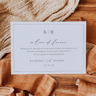 In Lieu of Favours Card Thank You Charity Note