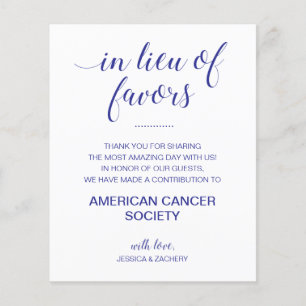 In Lieu Of Favours Charity Donate Navy Blue Weddin