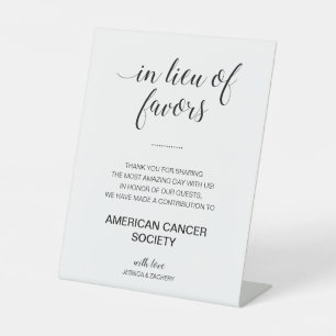 In Lieu Of Favours Charity Donation Wedding Pedestal Sign