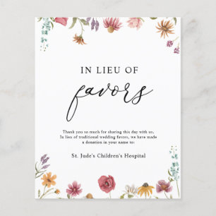 In Lieu of Favours Donation Sign