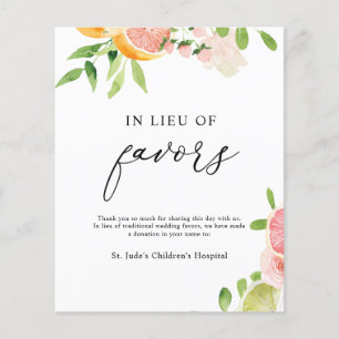 In Lieu of Favours Donation Sign