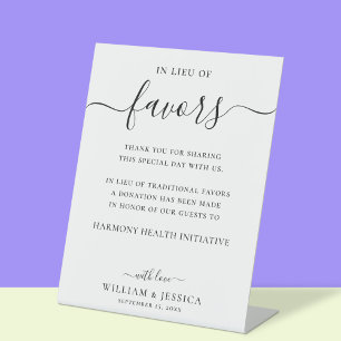 In Lieu of Favours Elegant Wedding Donation Pedestal Sign