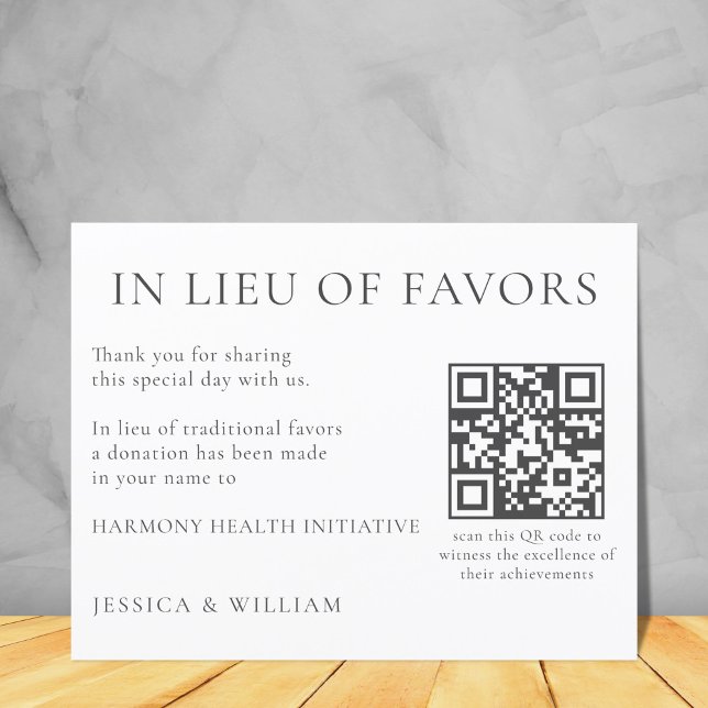 In Lieu of Favours For Wedding Charity With QR Cod (Creator Uploaded)