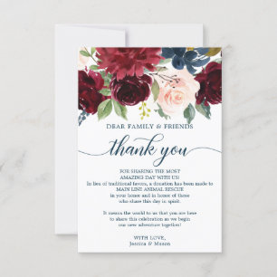 In Lieu of Favours Thank You Place Card