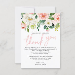 In Lieu of Favours Thank You Place Card Floral