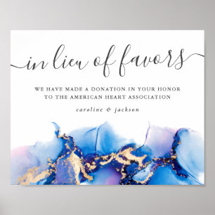 In Lieu of Favours Watercolor Charity Wedding Sign