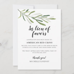 In Lieu of Favours Wedding Donation Sign Invitation
