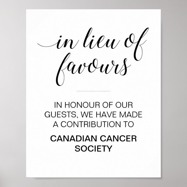 In Lieu Of Favours Wedding Sign -Alejandra (Front)