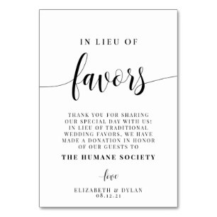 In Lieu Of Favours Wedding Table Card