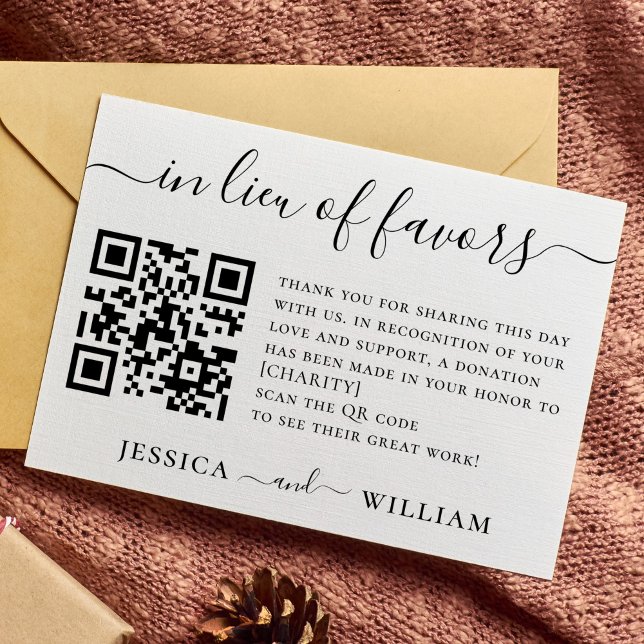 In Lieu of Favours With QR Code For Wedding Charit Enclosure Card (Creator Uploaded)