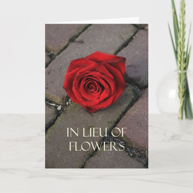 In lieu of flowers card for sympathy/funeral (Front)