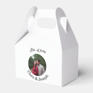 In love couple circular photo name wedding romanti favor box
