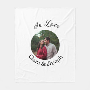 In love couple circular photo name wedding romanti fleece blanket