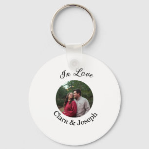 In love couple circular photo name wedding romanti keychain