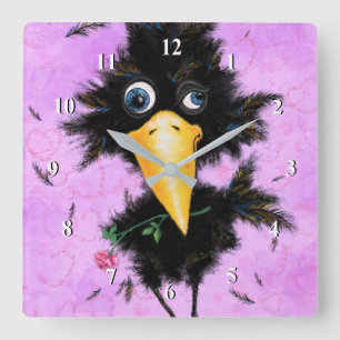 In Love Crow - Gentleman - Add Your Text / Name Square Wall Clock