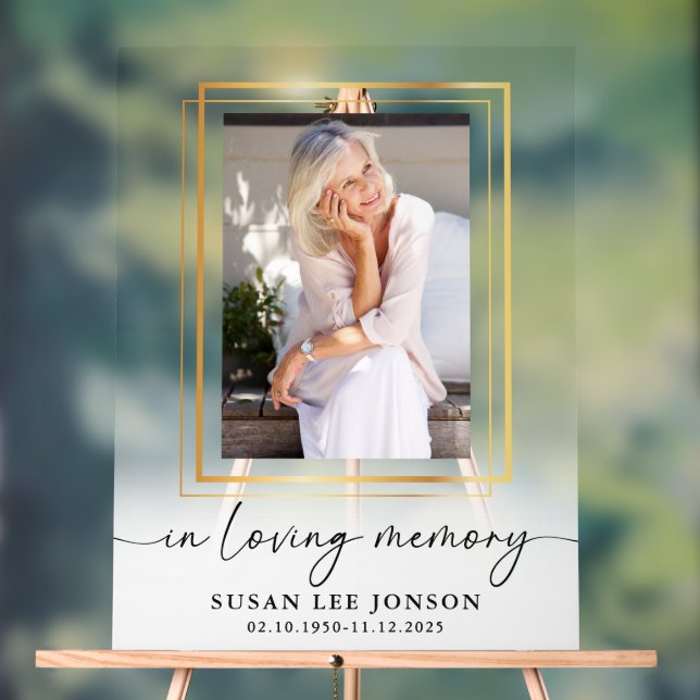 In Love Mémoire Funeral Photo Blanc Faded Sign (Neutre)