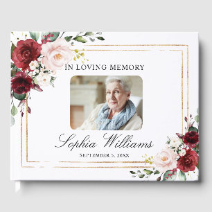 In Love Mémoire Marsala Floral Funeral Livre d'or