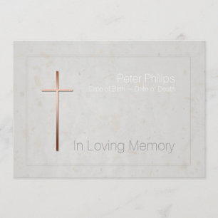 In Love Memory Copper Cross Funeral Invitation 2
