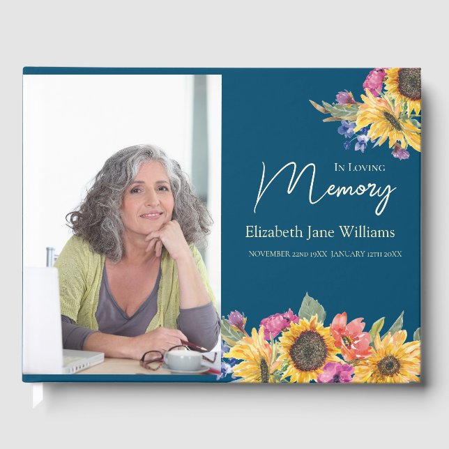 In Love Memory Sunflower 1 Photo Livre d'invité (Recto)