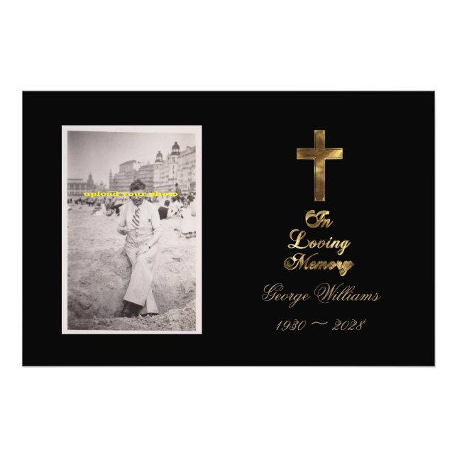 In Love Memory Typography Golden Cross Photo (Devant)