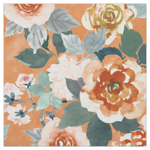 IN LOVE Orange Blush Mint Floral Fabric