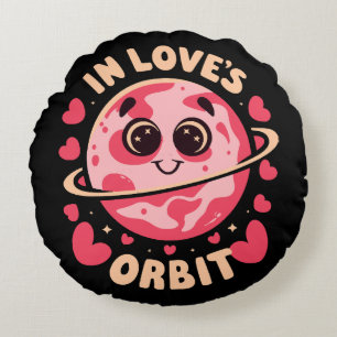 In Love Orbit Round Pillow