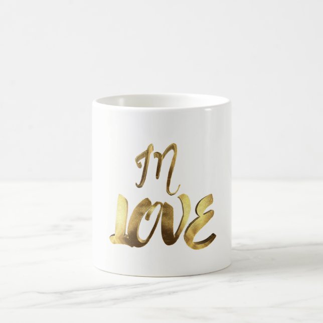 In Love Quote Elegant Gold Look Typography Script Coffee Mug (Center)