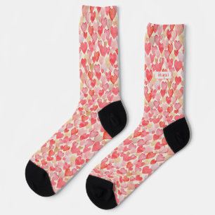 In Love, Red Hearts for Girlfriend Socks
