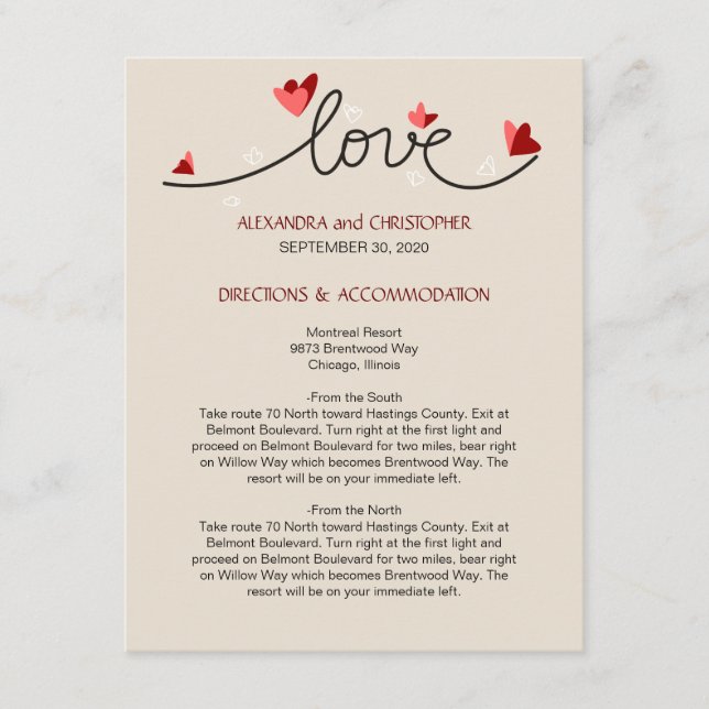 In Love Simple Elegant Text Directions Enclosure Card (Front)